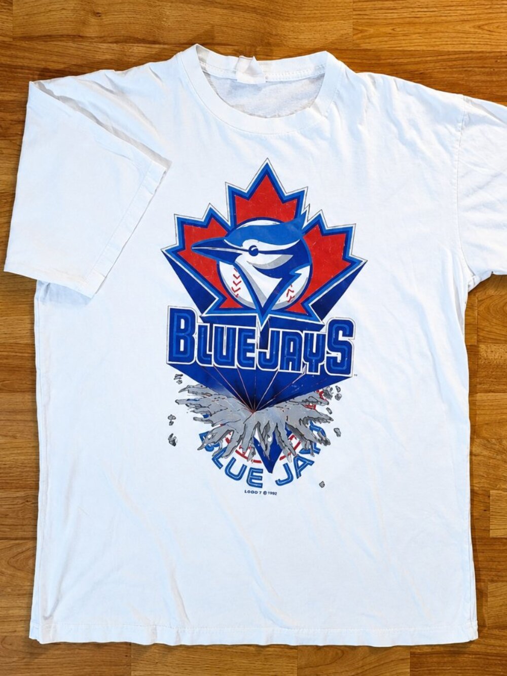 Vintage Toronto Blue Jays MLB 1996 Breakthrough Logo White Graphic Tee - XL